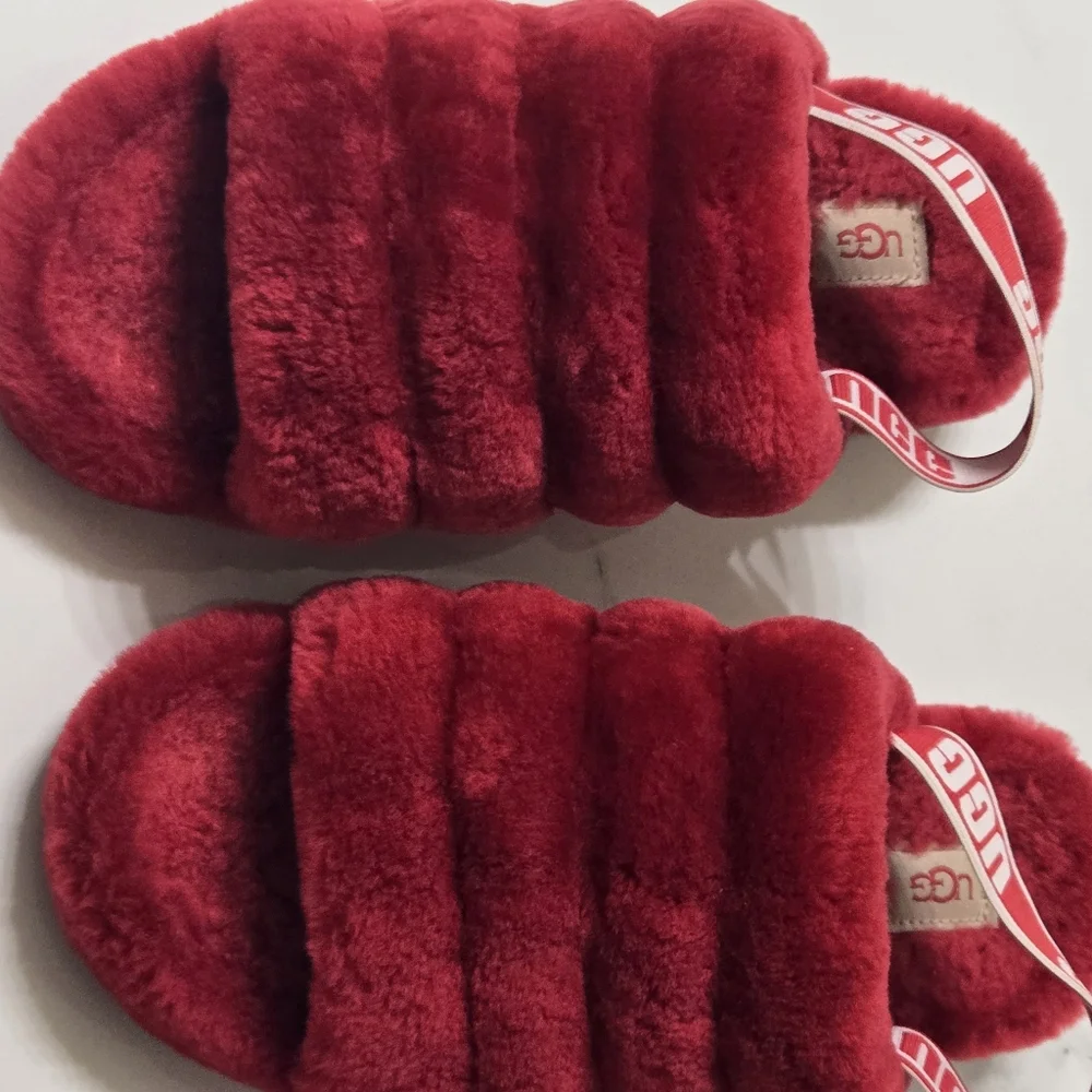 UGG Australia Fluff Yeah Slide Sandals for Women, Size US 8, Red